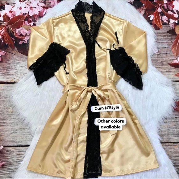 Satin Silk-Like Kimono Nightgown Robe Random Color - Picture 7 of 8